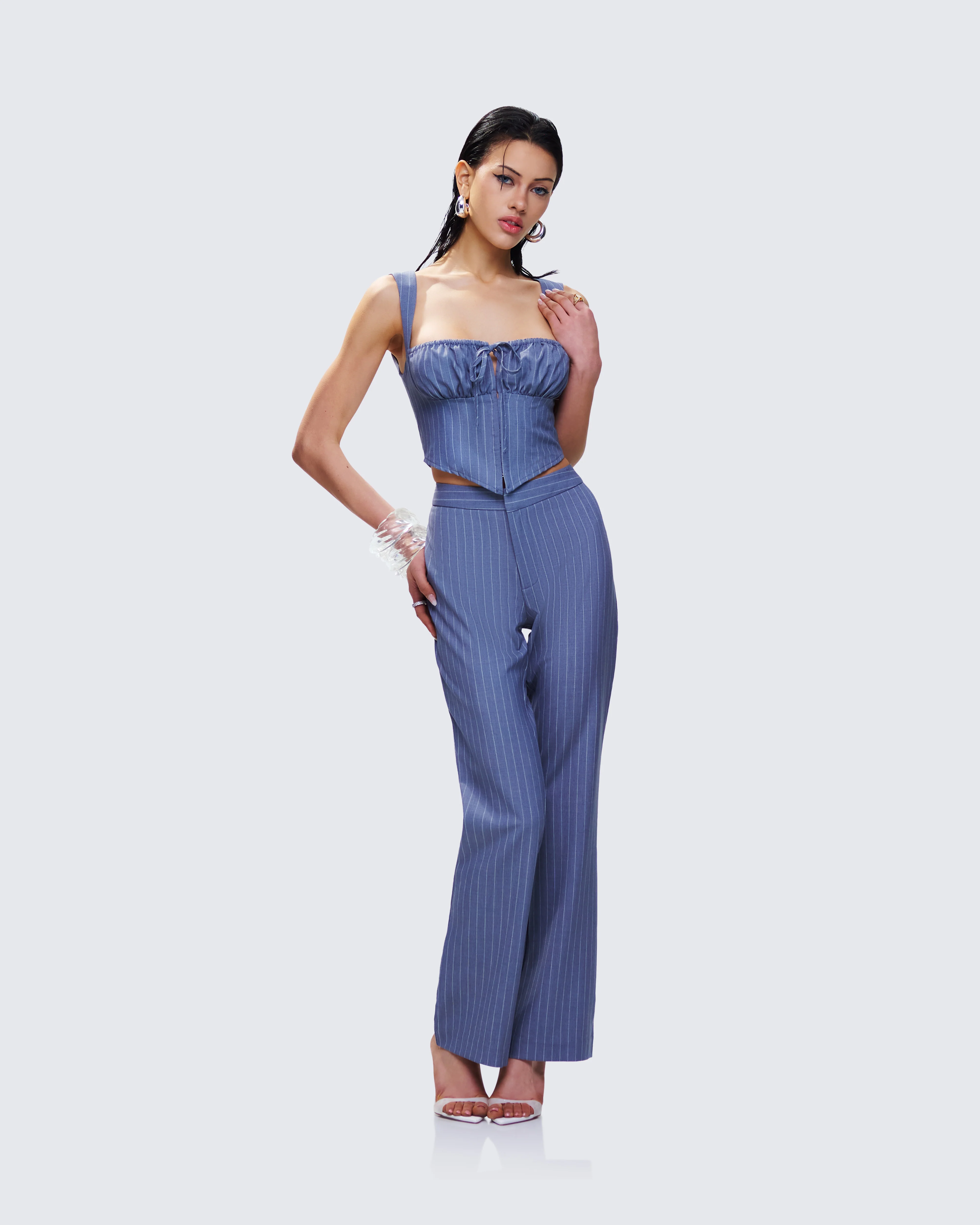 Ziva Grey Pinstripe Top - Image 7