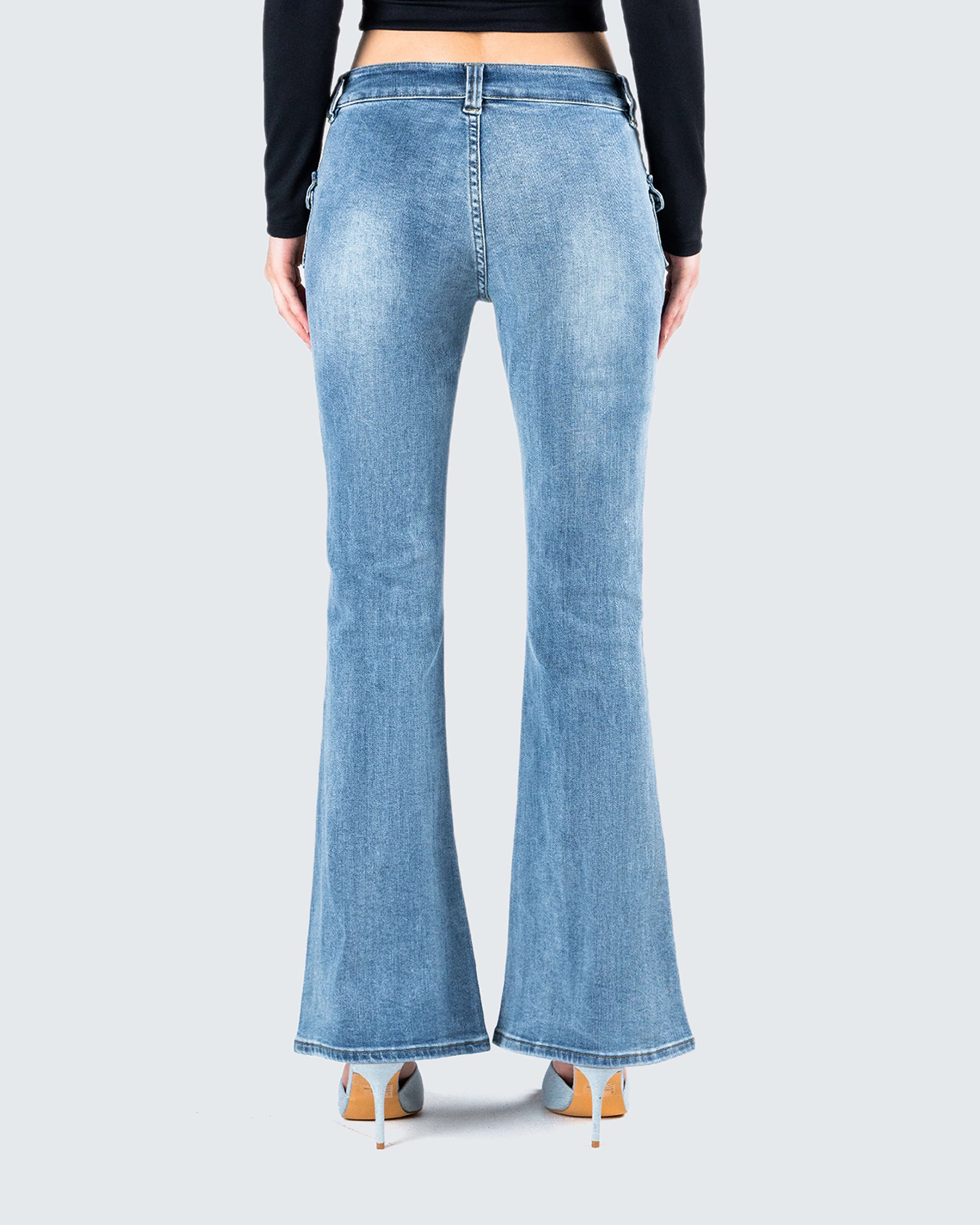 Zori Blue Flare Leg Denim Pant - Image 5