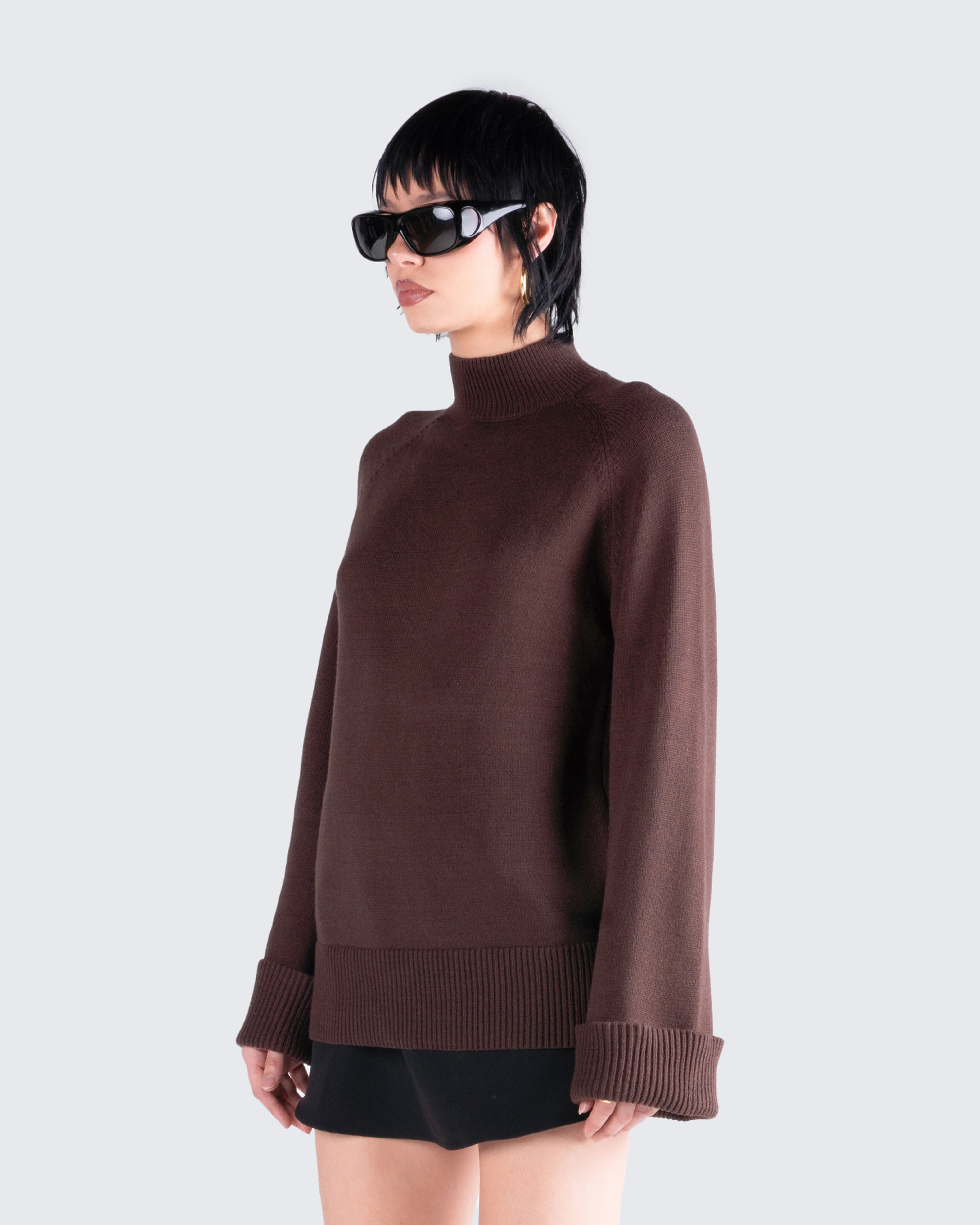 Zuri Brown Sweater Knit Top - Image 5