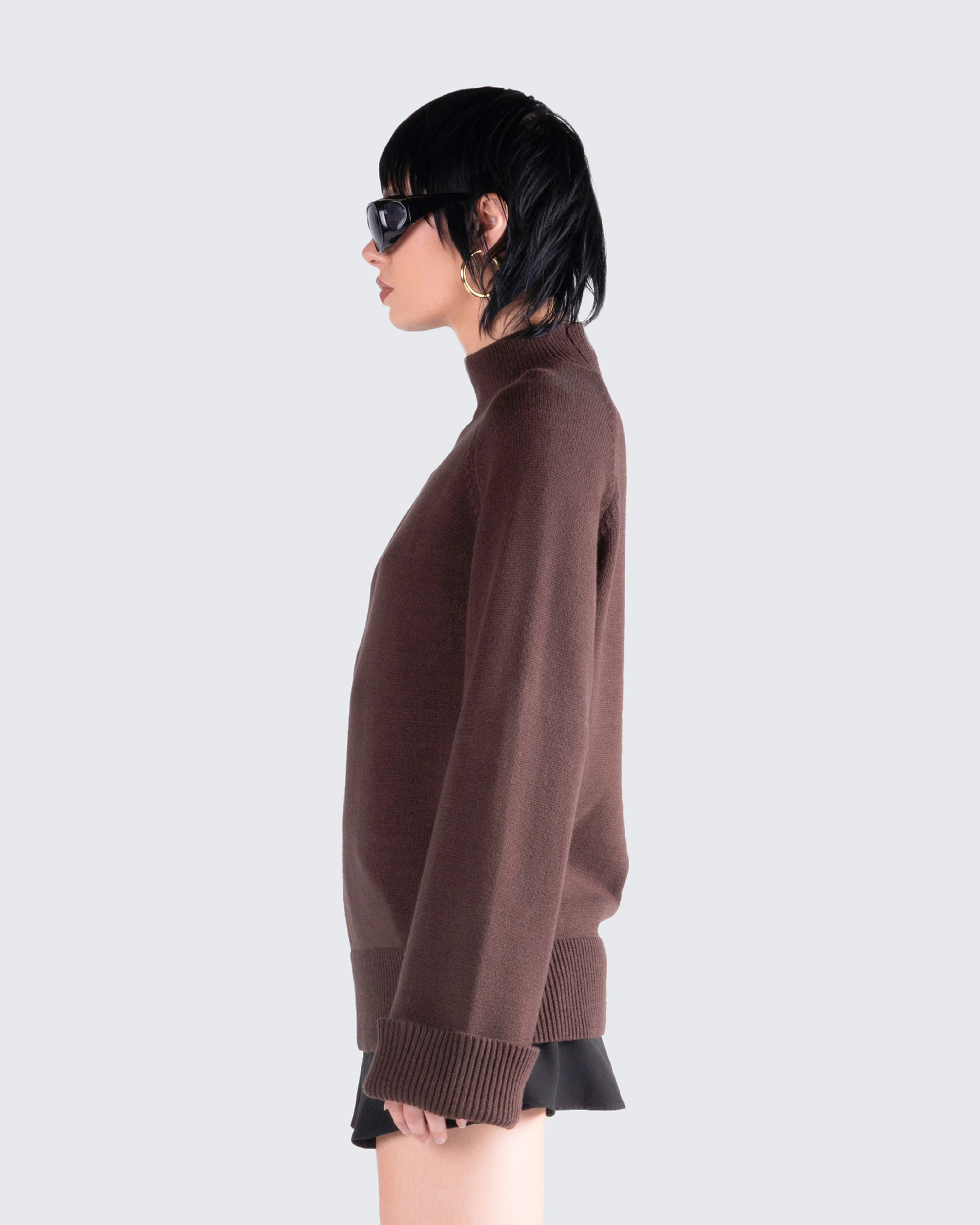 Zuri Brown Sweater Knit Top - Image 6