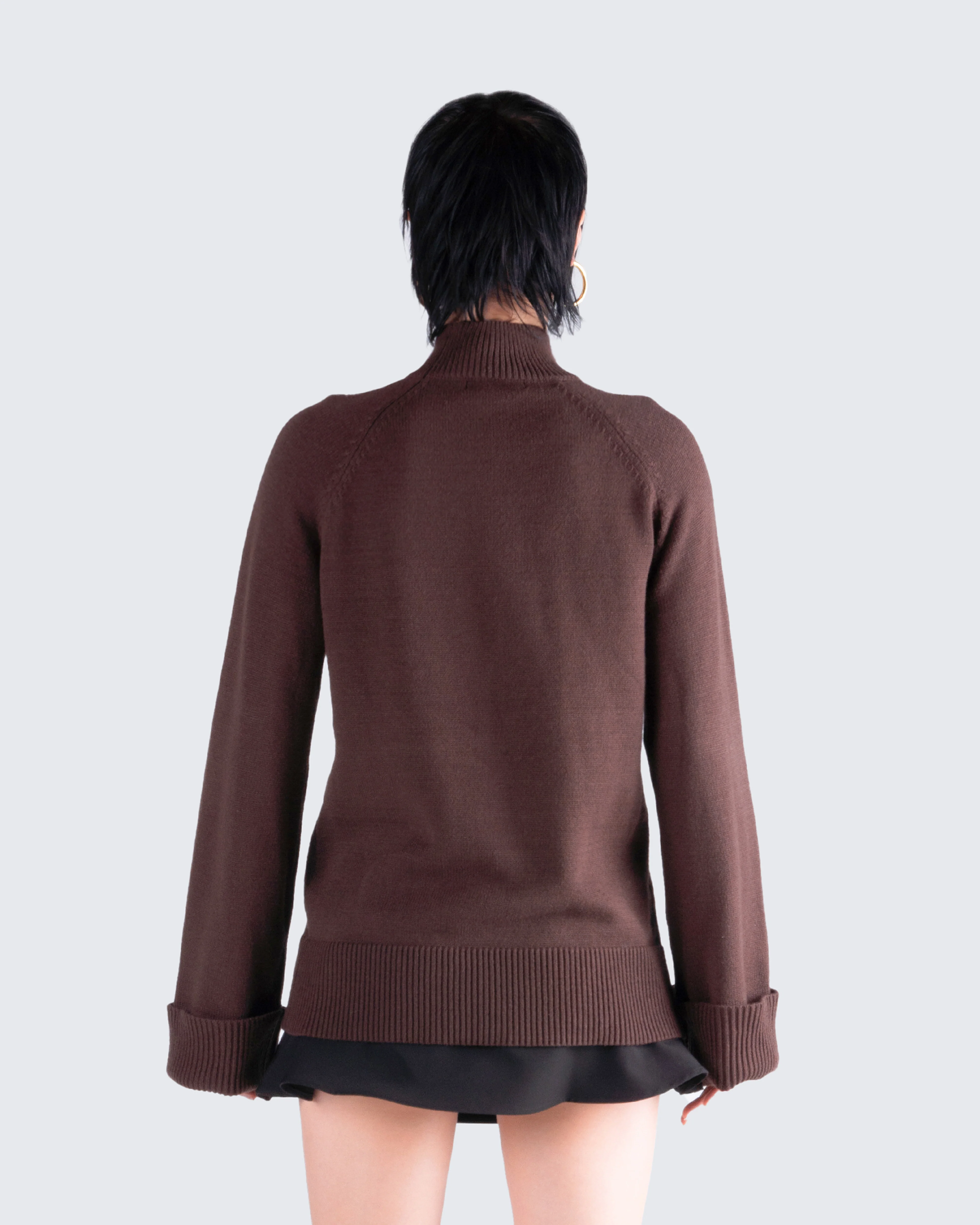 Zuri Brown Sweater Knit Top - Image 7